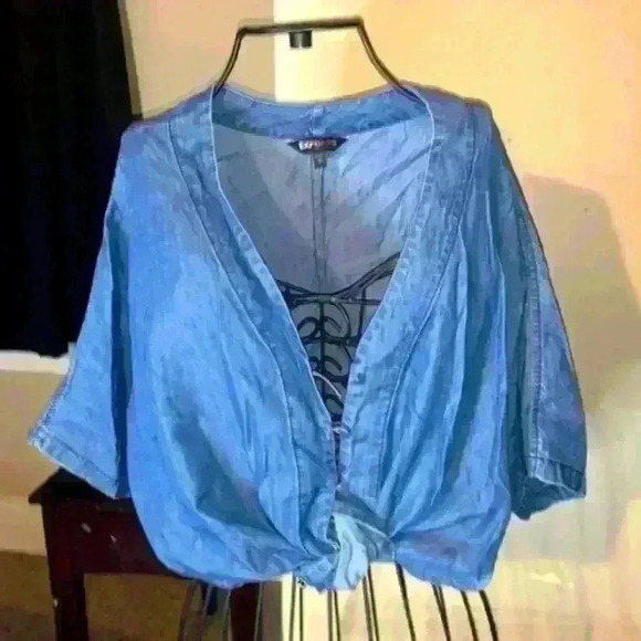 Express Tops - Express oversized denim blouse size s